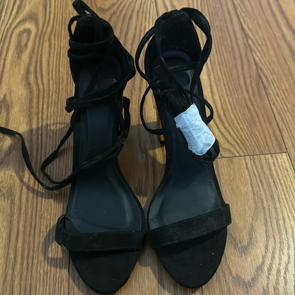 Charlotte Russe Black and Gold Heels